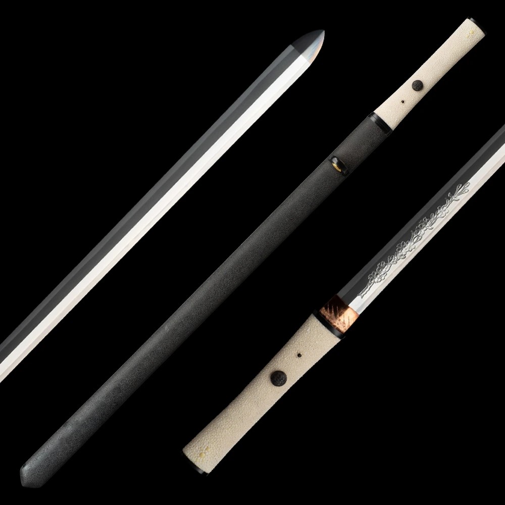 foto Japan Swords Aichi Tsurugi/Ken Tamahagane Flower Horimono